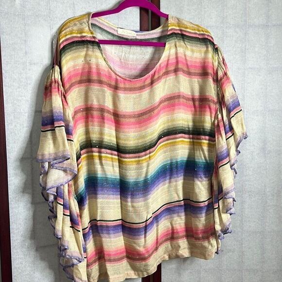 DES DEMOISELLES CABO STRIPED GAUZE TOP SIZE 2 - Picture 4 of 8